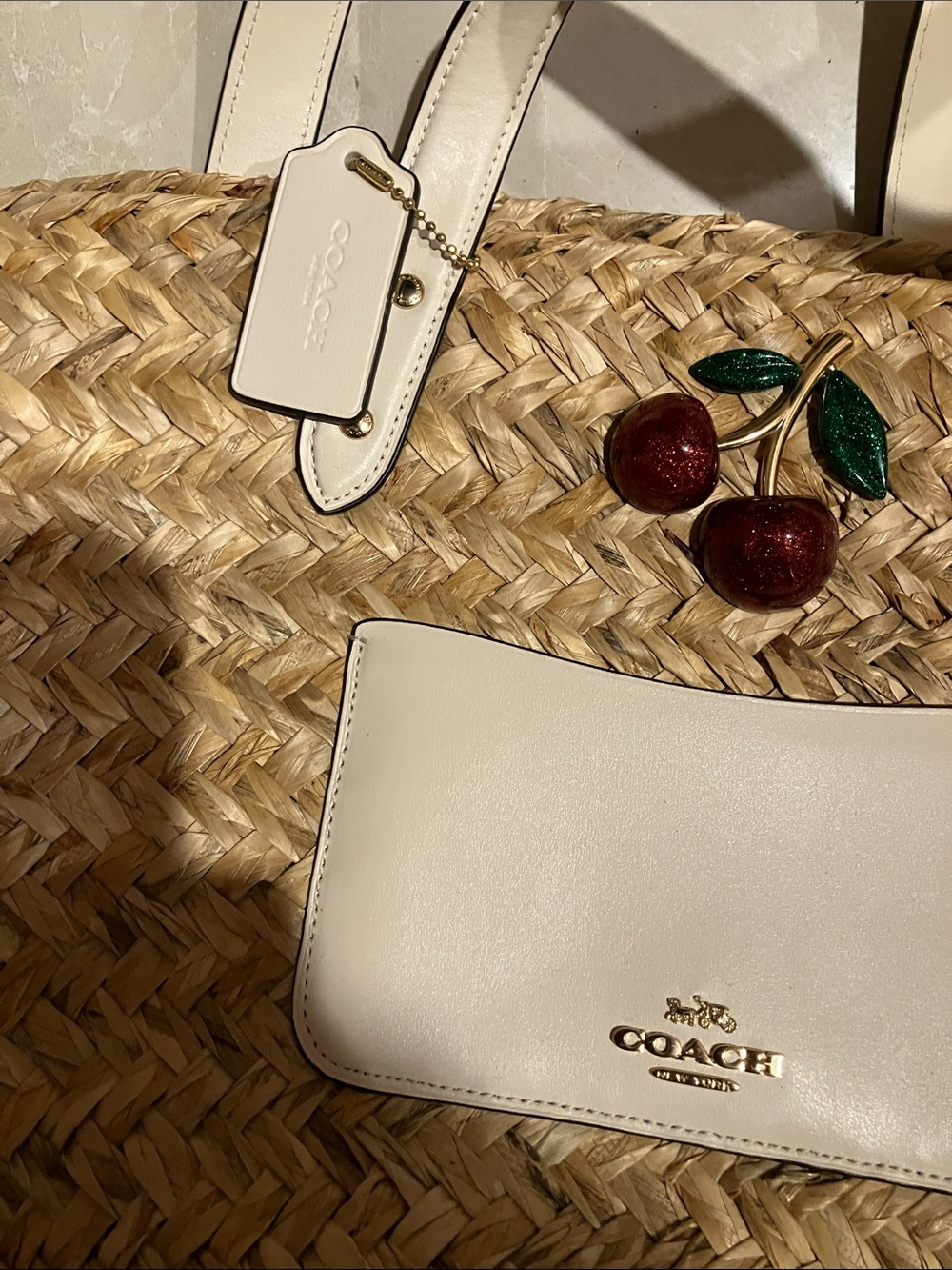 COACH Straw Tote Chic Summer Shoulder Bag - Picture 6 of 8